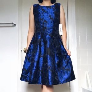 Brocade black & blue dress